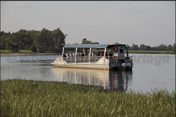 Tourist boat to visit the marshes generated by the Yellow River near the town of Cooinda Tourist boat to visit the marshes generated by the Yellow River near the town of Cooinda