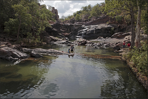 Gunlom Falls. Natural pools where is possible to swim without the danger of crocodiles