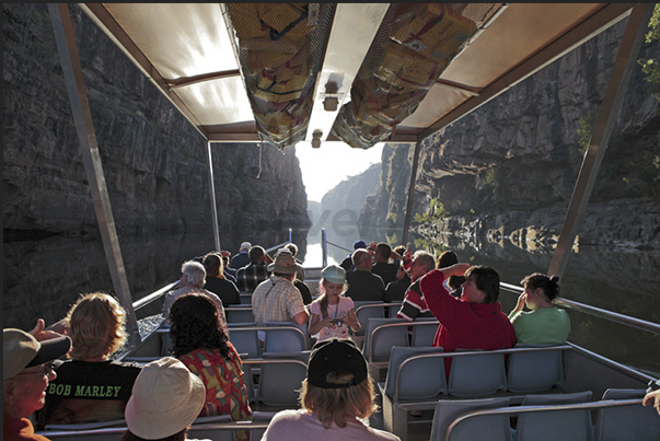 Katherine Gorge (Nitmiluk National Park). On board during the river cruise Katherine Gorge (Nitmiluk National Park). On board during the river cruise
