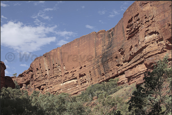 Watarrka National Park. Kings Canyon. The impressive vertical walls of the canyon