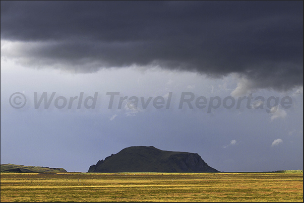 Ancient volcanic mountains on the coastal plains