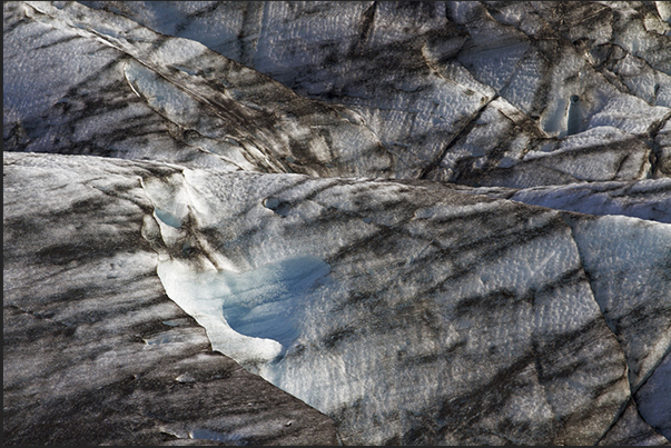 Details of Svinafellsjokull Glacier, a tongue of ice that branches off from the largest Vatnajokull Glacier Details of Svinafellsjokull Glacier, a tongue of ice that branches off from the largest Vatnajokull Glacier