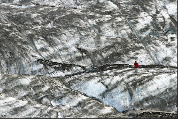 Details of Svinafellsjokull Glacier, a tongue of ice that branches off from the largest Vatnajokull Glacier