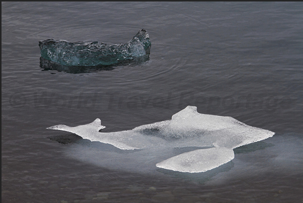 Iceberg on the lake formed by Jokulsarlon Glacier. Dolphin of ice