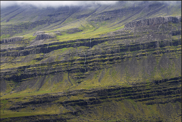 The cliffs of the Berufjordur Gulf The cliffs of the Berufjordur Gulf