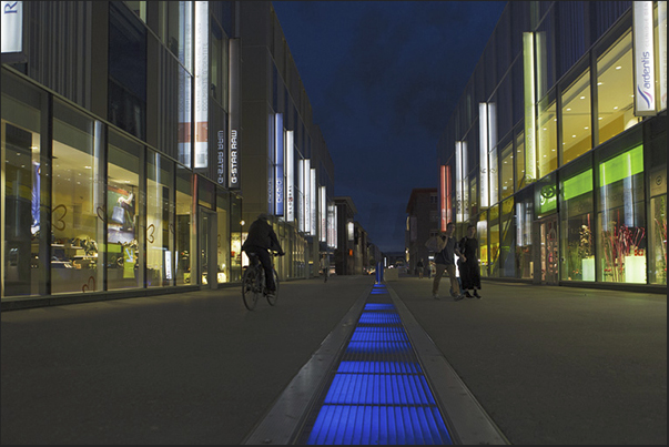 The shopping street in the new part of the Flon district of Lausanne