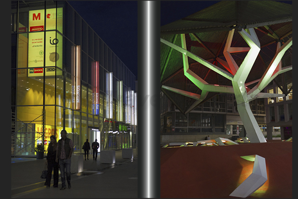 The new part with modern architecture in the ancient district of Lausanne Flon The new part with modern architecture in the ancient district of Lausanne Flon