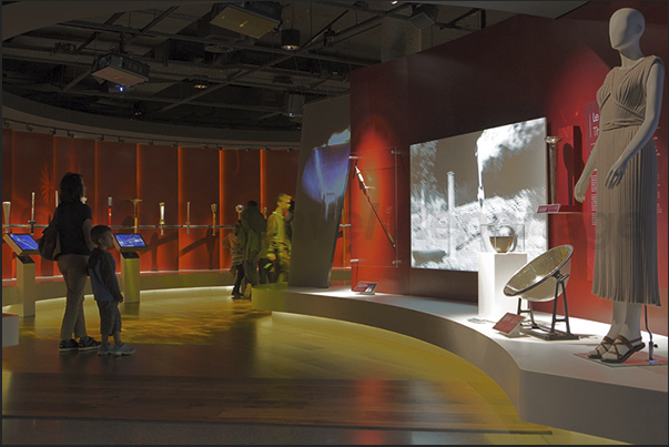 Olympic Museum in Lausanne Ouchy. The hall of the Olympic torches