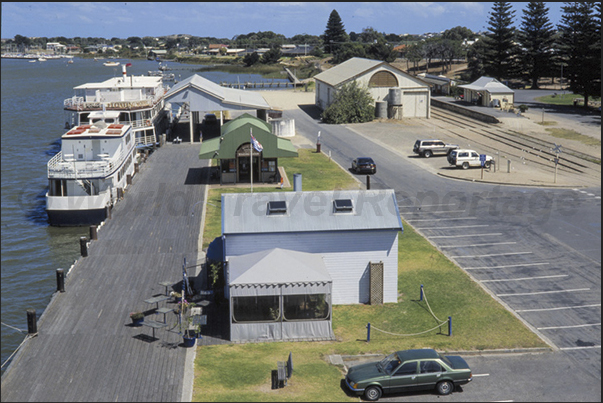 Goolwa is an historic river port on the Murray River near the Murray Mouth and joined by a bridge to Hindmarsh Island Goolwa is an historic river port on the Murray River near the Murray Mouth and joined by a bridge to Hindmarsh Island