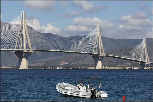 The Charilaos Trikoupis bridge that connect Rion to Antirion crossing the Gulf of Corinth The Charilaos Trikoupis bridge that connect Rion to Antirion crossing the Gulf of Corinth