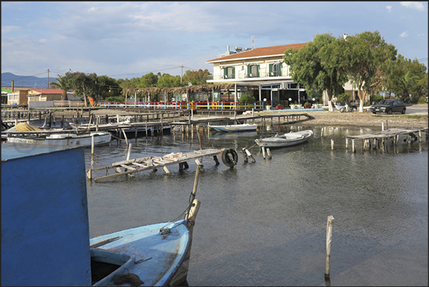 Limnosthalassa Lagoon in Missolonghi (north west coast of Patras Gulf). Restaurant where the typical food is based on the eel Limnosthalassa Lagoon in Missolonghi (north west coast of Patras Gulf). Restaurant where the typical food is based on the eel
