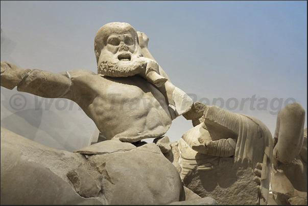 Museum of the archaeological site of Olympia. Details of the statues that once adorned the front of Zeus Temple