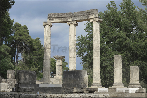 Archaeological site of Olympia. Remains of the ancient temples