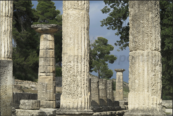 Archaeological site of Olympia. Remains of the ancient temple of Zeus Archaeological site of Olympia. Remains of the ancient temple of Zeus
