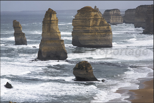 The spectacular coastline called The 12 apostles. Today, of the 12 limestone stacks, there remain only 8