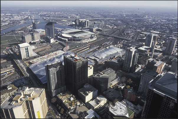 Panorama from the Melbourne Observation Deck, one of the highest skyscrapers in the city