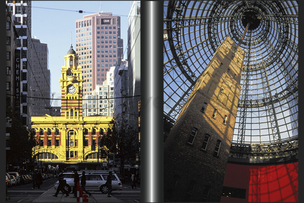 The Train Station (left) and the Melbourne Central with the old tower of 1890