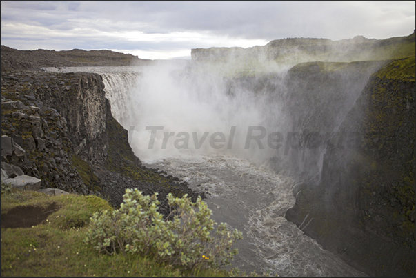 Dettifoss Selfoss Falls and the canyon generated by the waters of melting glaciers in the center of the island