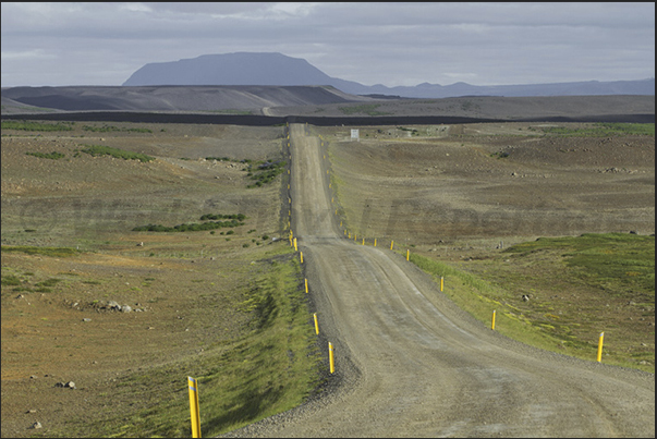 The road that leads from Husavik to the volcanic area of Myvatn The road that leads from Husavik to the volcanic area of Myvatn