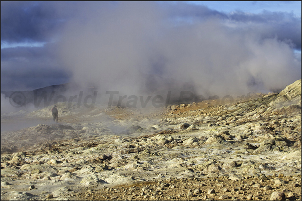 The area of fumaroles and warm waters of Namafjall