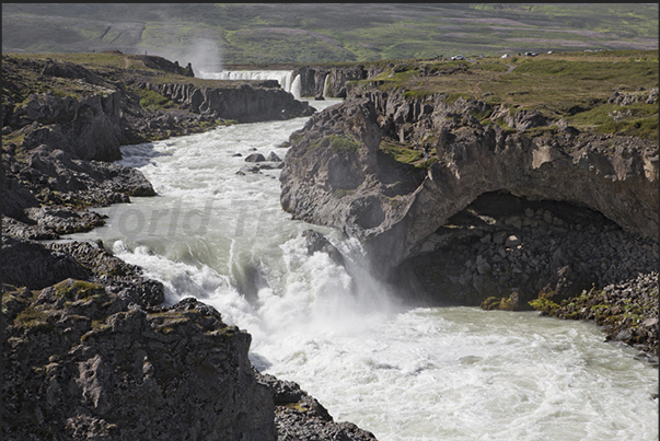 Godafoss waterfalls located on the road to the town of Akureyri