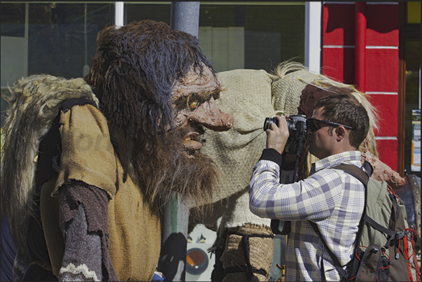 Akureyri (end of the fjord of Eyjafjorour). Trolls, gnomes and mythological figures that are part of the popular culture of the island