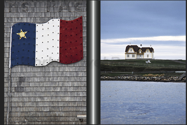 The Acadians flag, French community created by French settlers who reached the islands in the Gulf of St. Lawrence The Acadians flag, French community created by French settlers who reached the islands in the Gulf of St. Lawrence