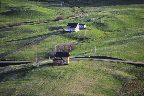 Houses of Havre aux Maisons island, inhabited mainly by peasants in the interior and by fishermen along the coast