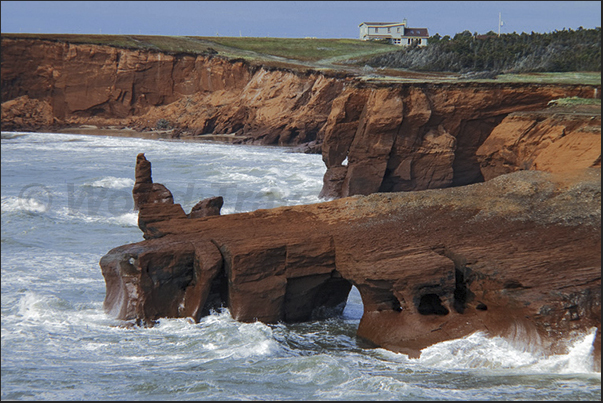 Cap aux Meules Island. The cliffs of Belle Anse (West Coast)