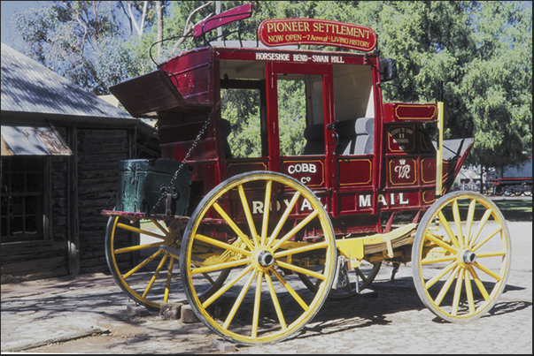 Old town of Swan Hill. The carriage which linked the town with Melbourne