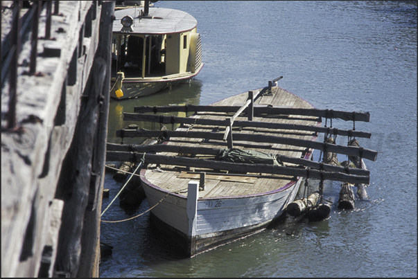 Port of Echuca. A boat waiting to be restored Port of Echuca. A boat waiting to be restored