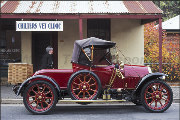 Rally of classic cars in the town of Wangaratta. A old FIAT Duco