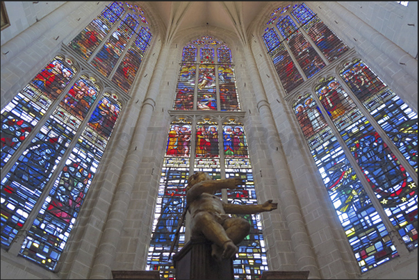 The stained glass windows of the cathedral of Dole