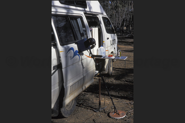 Break during the search of gold with metal detector