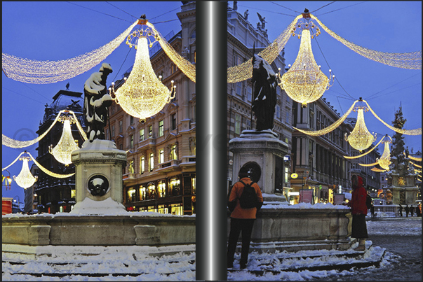 Vienna. The shopping streets festively decorated for Christmas