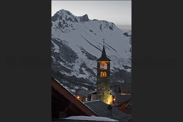 The bell tower of the village of Saint Martin The bell tower of the village of Saint Martin