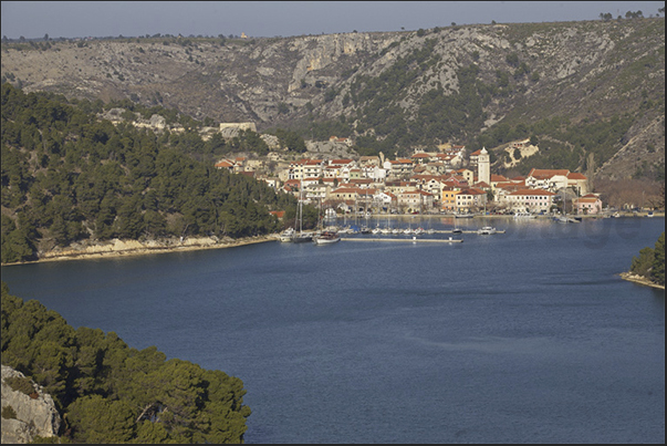 Village of Skradin at the end of Skradinski buk fjord Village of Skradin at the end of Skradinski buk fjord