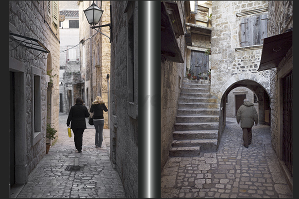 The narrow streets of the historic town of Trogir