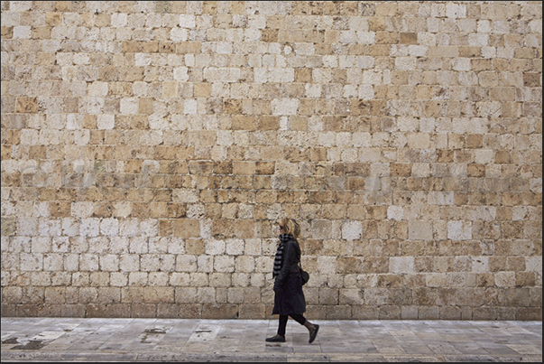 Dubrovnik. High walls formed by stone blocks surround the medieval town