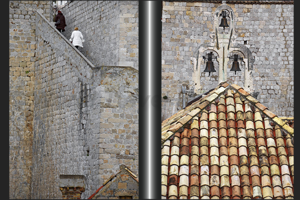 Dubrovnik. The walls aroud the old town, are higher than the roofs of churches Dubrovnik. The walls aroud the old town, are higher than the roofs of churches