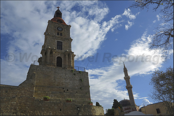 The cathedral (left) and the mosqueâ€™s minaret inside the citadel, symbols of domination and alternations of religions in the island