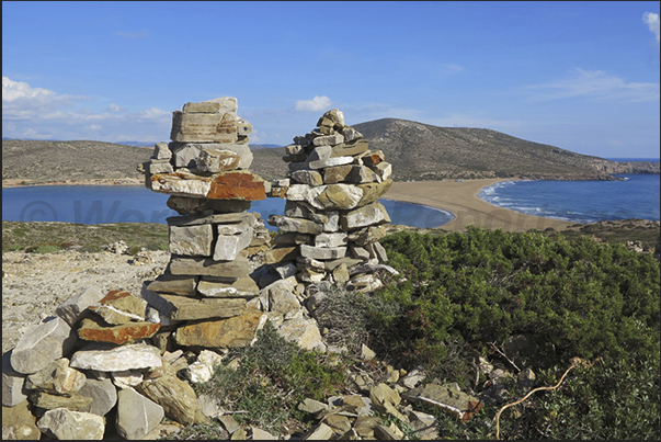 The isthmus that connects the coast with the island of Prassonissi, the southern tip of the island The isthmus that connects the coast with the island of Prassonissi, the southern tip of the island