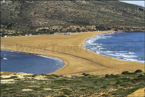 The isthmus that connects the coast with the island of Prassonissi The isthmus that connects the coast with the island of Prassonissi