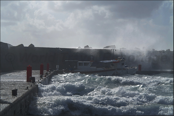 Port of Plimiri, southeastern coast. Winter storm