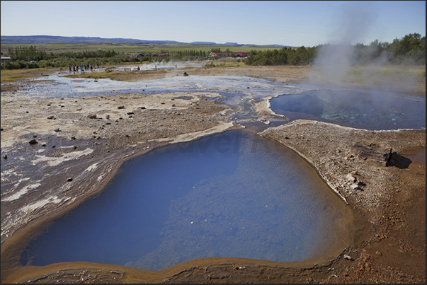 Selfoss, Park of Geyser. Located not far from the capital Reykjavik