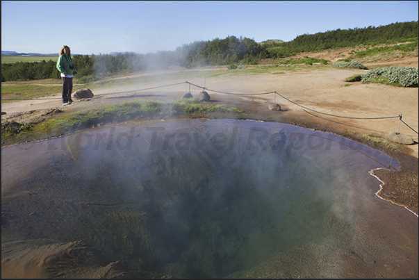 Selfoss, Park of Geyser. Located not far from the capital Reykjavik