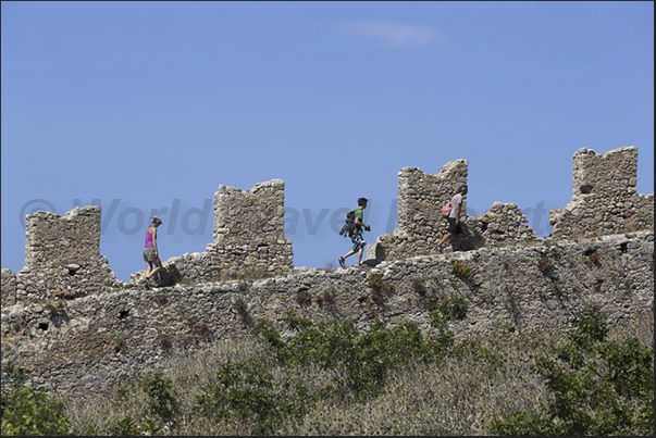 Two steps on the walls of the ancient castle of Navarino Two steps on the walls of the ancient castle of Navarino