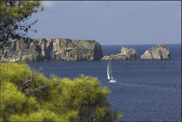 Islands in front of the port of Pylos Islands in front of the port of Pylos