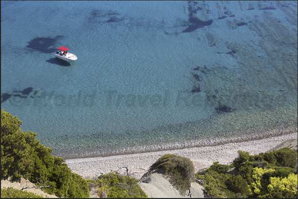 The clear waters on the eastern side of Cape Akritas