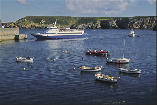 The port of the ferries linking the coast of Brittany with the island of Ouessant The port of the ferries linking the coast of Brittany with the island of Ouessant